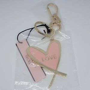 Victoria's Secret Gold Light Pink Heart keychain